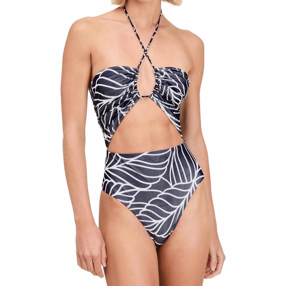 DEVON WINDSOR Navy and White One Piece Swimsuit